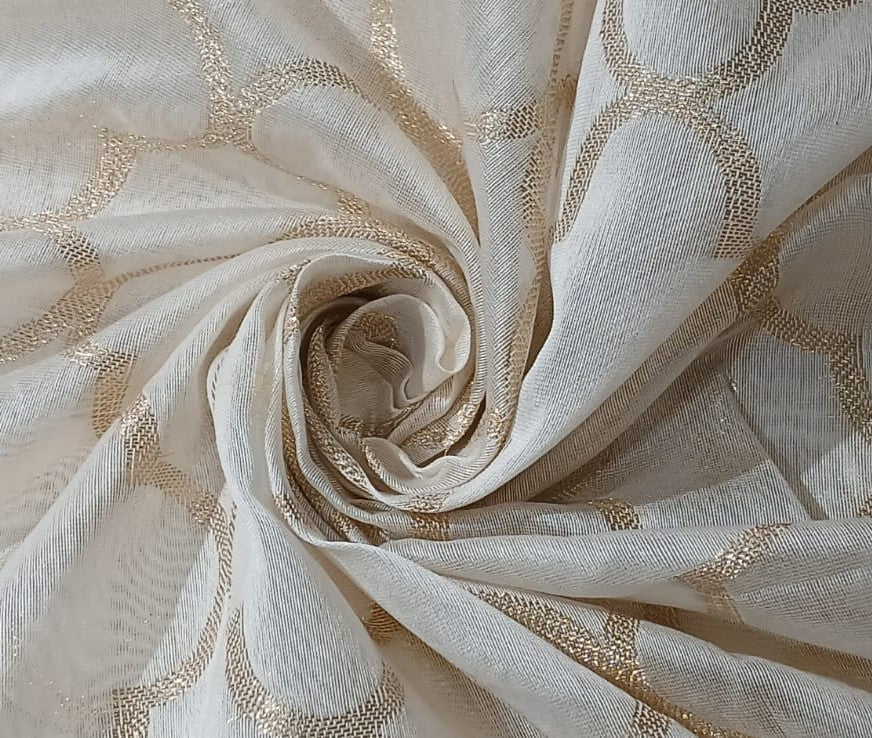 white christmas dresses Silk Cotton Chanderi Fabric with metallic gold jacquard 44" wide –  Puresilks.us