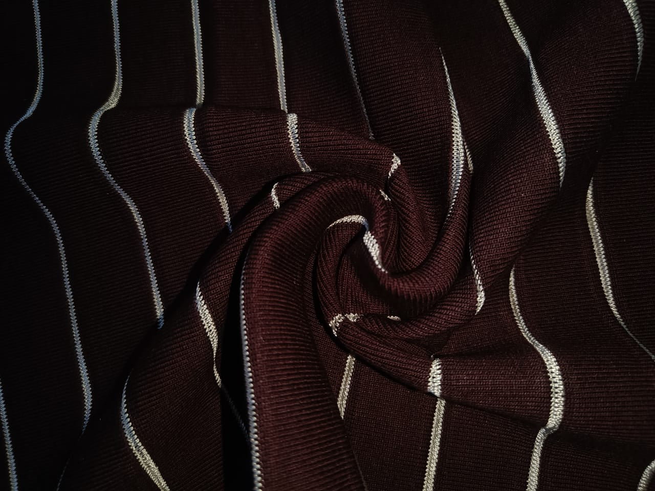 Bamboo lycra pique knit fabric 75 available in matching stripe and solid  colors brown/blue and black