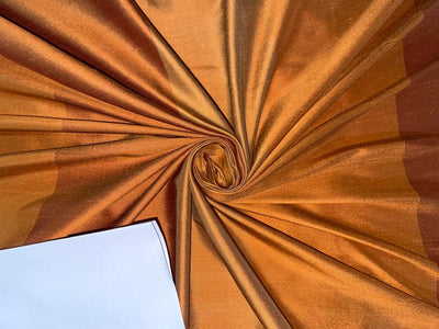 Silk Dupioni Fabric Shades of Orange color stripe 54" /108" Wide DUP#S58