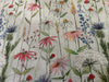 100% Linen Beautiful Ivory with Colorful Floral Print Fabric 44" wide [15419]