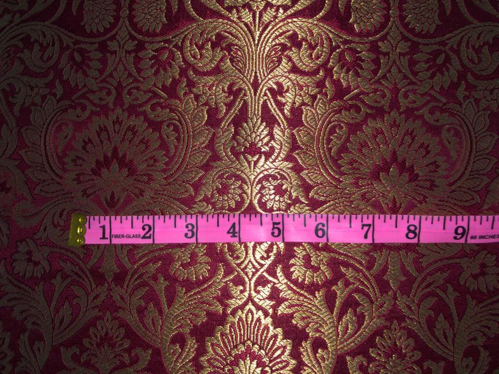 Silk Brocade fabric 44" wide available in Dark red and red Floral Jacquard BRO909[4/5]