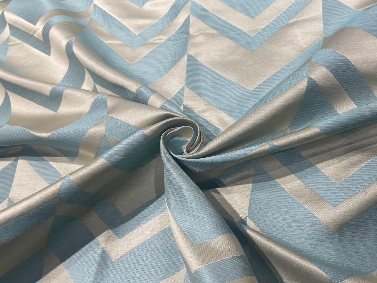 Blue Gold Embroidered Taffeta Silk 504 Fabric main image 1
