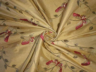 Silk dupioni rich gold embroidery -butterflies  54" DUP#E46
