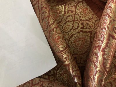 Silk Brocade fabric Mustard color with metallic gold 44" wide BRO935[2]