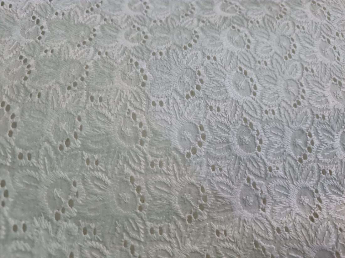 100% cotton cut work embroidery white color 44&quot; wide