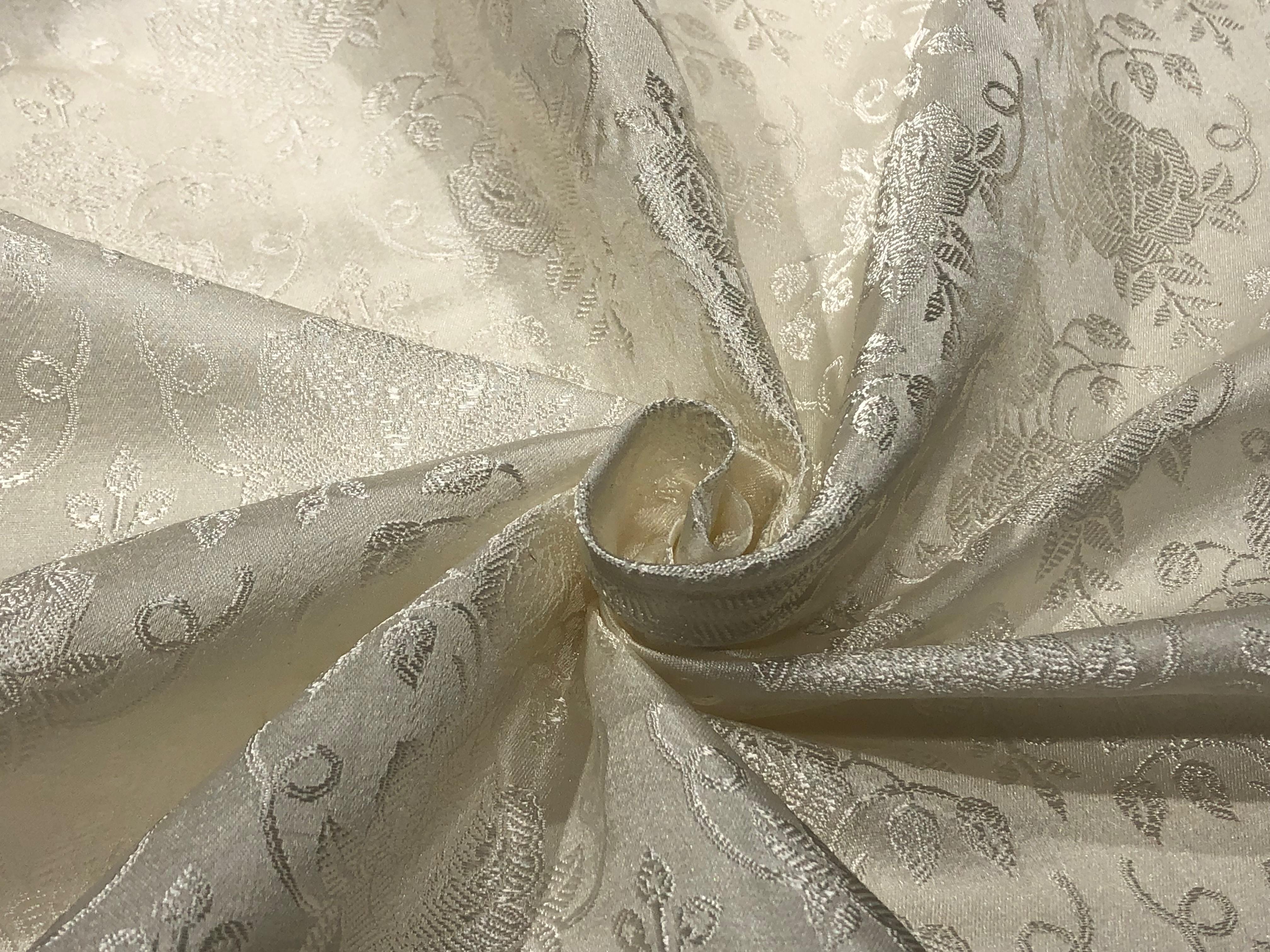 Ivory/Silver Silk Brocade JV-1198/10 Fabric main image 1