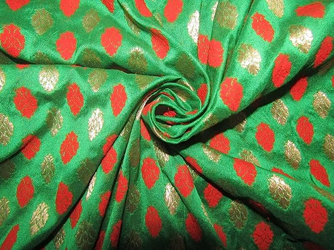 Green Gold Silk Brocade 444 Fabric main image 1