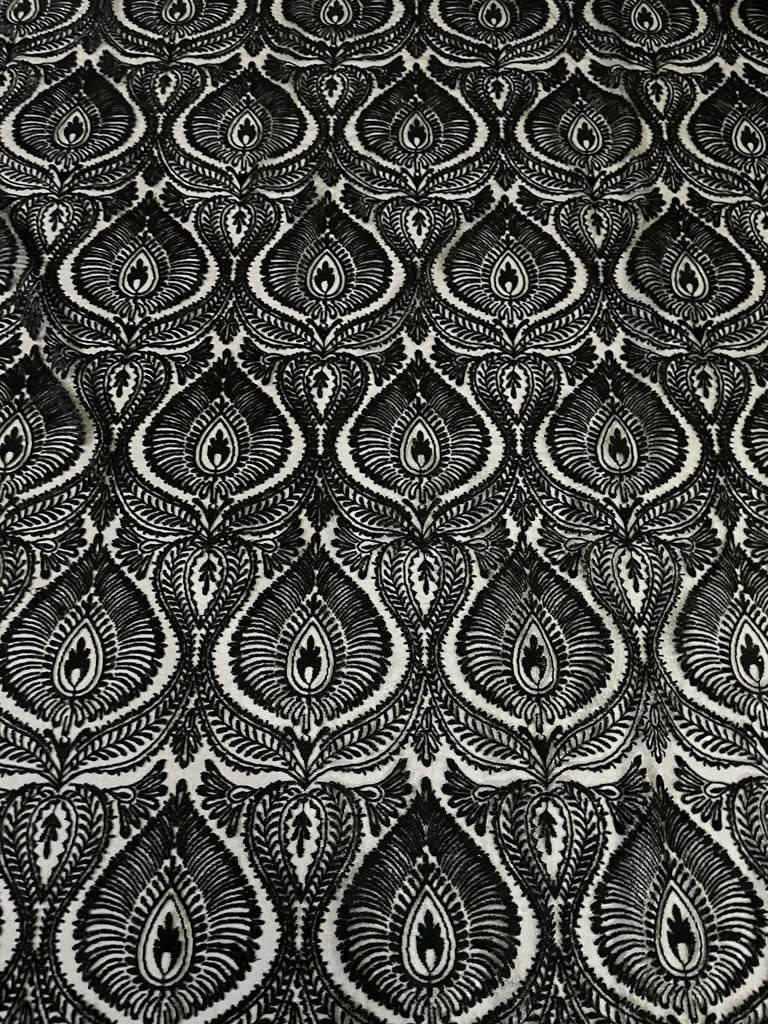 Beautiful Embroidery  LACE fabric BLACK 58" WIDE  [15038]