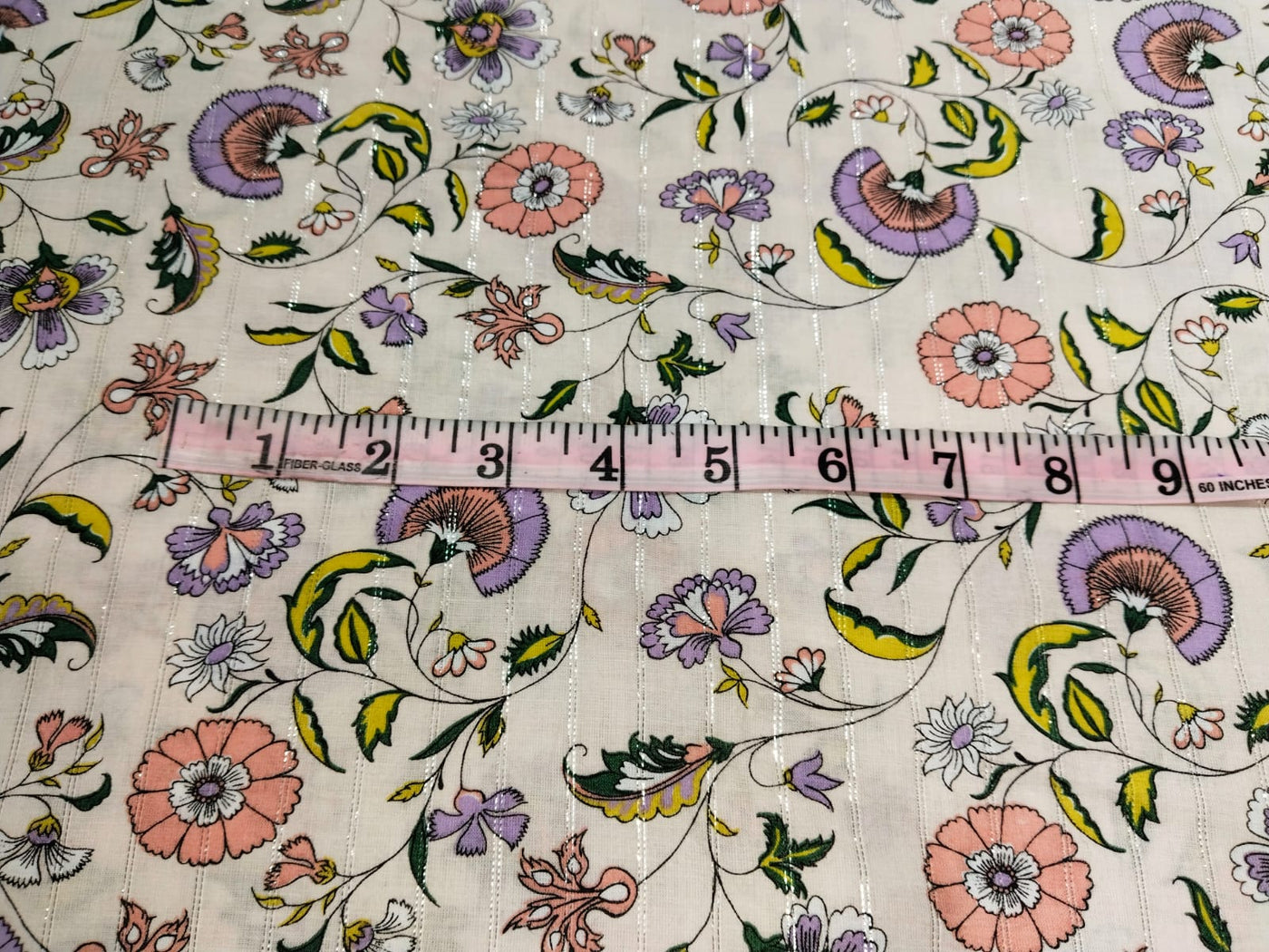 100% Pure Cotton lawn Digital Printed Fabric with Metallic Lurex fabric 54" wide [15881]
