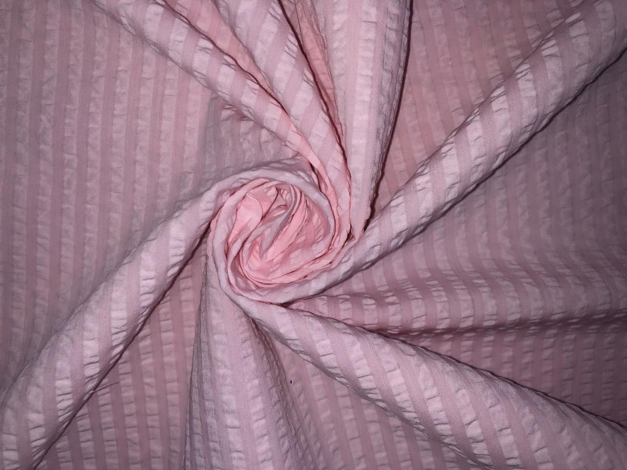Italian cotton seersucker fabric 58" wide available in white / multi and blue seersucker stripes