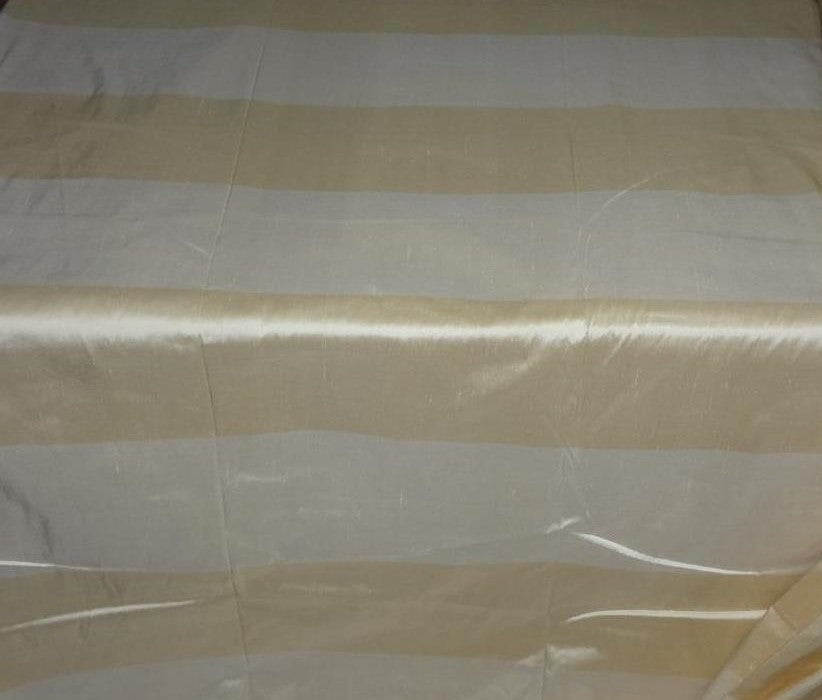Silk Dupioni Fabric Cream and Gold color Stripes 108"/54" wide DUPS57[1]