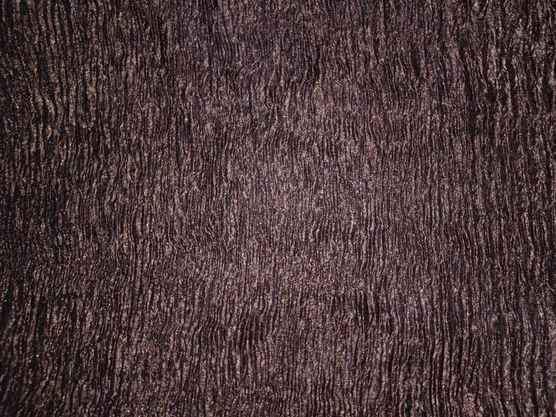 Silk Metallic tissue organza Crinkled [crushed] fabric 32" wide available in three colors [dark brown rust x copper salmon]