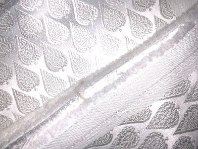 Silk Brocade fabric WHITE with self color motif 58" wide Jacquard BRO913[1]