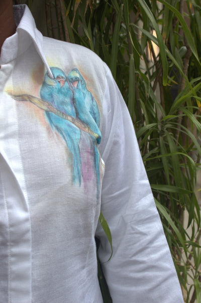 HAND PAINTED  Tie and dye stitched MENS SHIRT cotton available in 5  colors