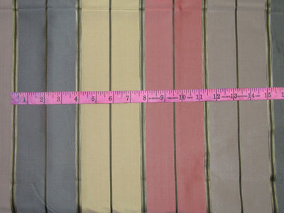 100% silk tafetta stripes multi color fabric TAFS164[1] 54&quot; wide
