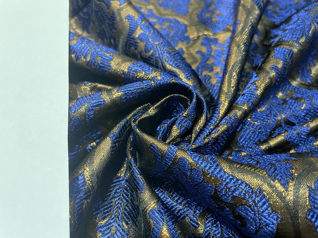 Blue Silver Silk Brocade 518 Fabric main image 1
