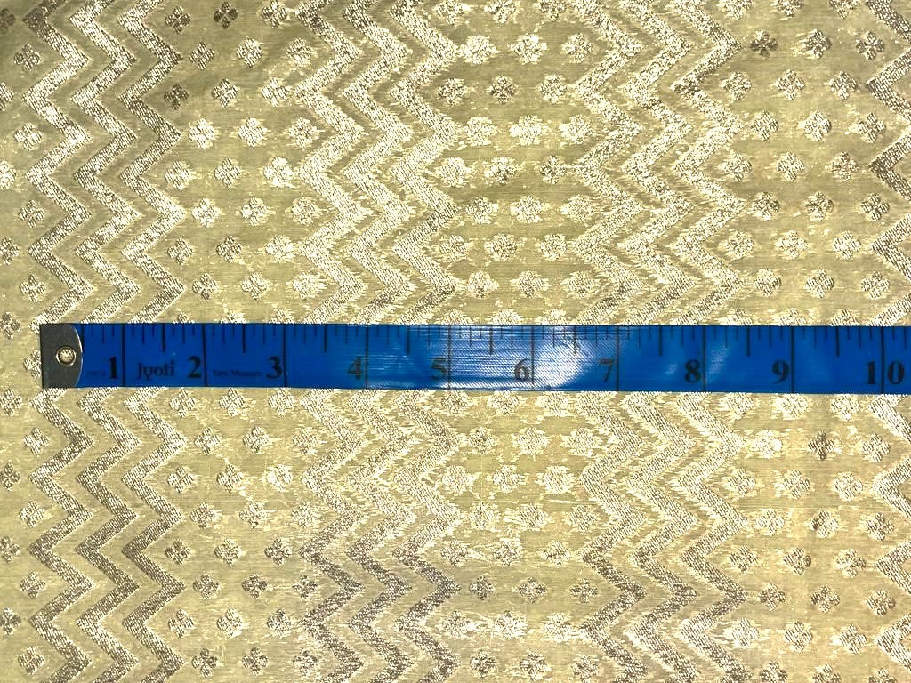Chanderi silk fabric geometric PRINT dusty yellow 44" wide [13061]