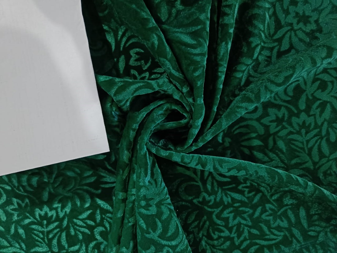 Emerald Green Devore Embossed Viscose Burnout Velvet fabric 44 wide [5623]