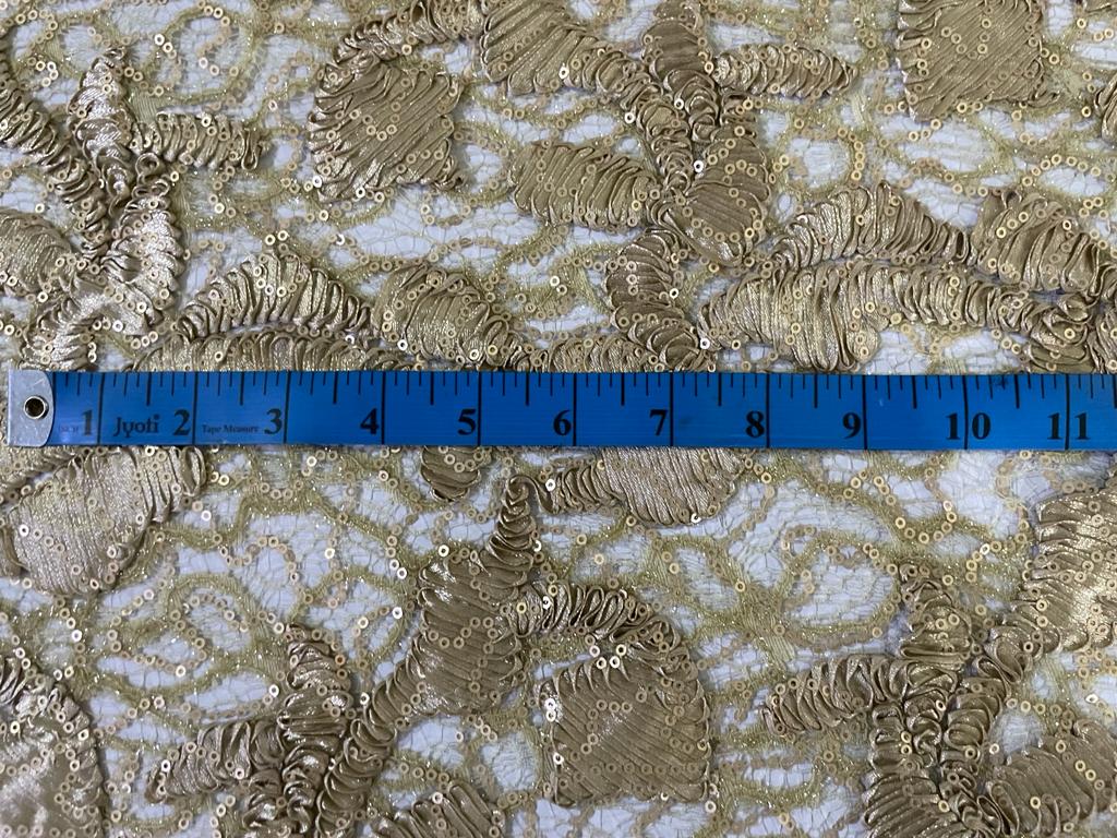 Beautiful Embroidery  LACE fabric GOLD with sequence 58" WIDE [15040]