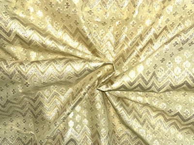 Chanderi silk fabric geometric PRINT dusty yellow 44" wide [13061]