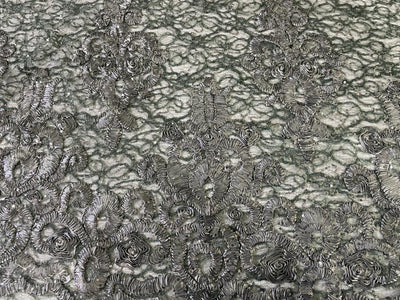 Beautiful Embroidery  LACE fabric GREY with sequence 58" WIDE [15042]