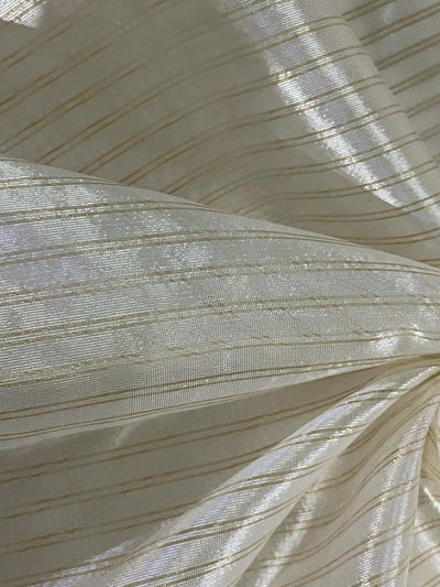 100% SILK ORGANZA BANANA STRIPES SEMI SHEER 44" WIDE available in both gold as well as silver stripe [15529/15530]