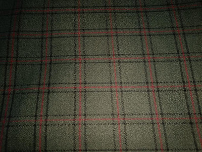 Tweed Suiting Heavy weight premium Fabric forest green red and black  Plaids 58" wide