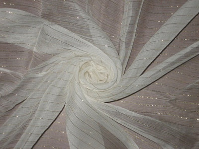 Ivory Chiffon with Metallic stripes Fabric