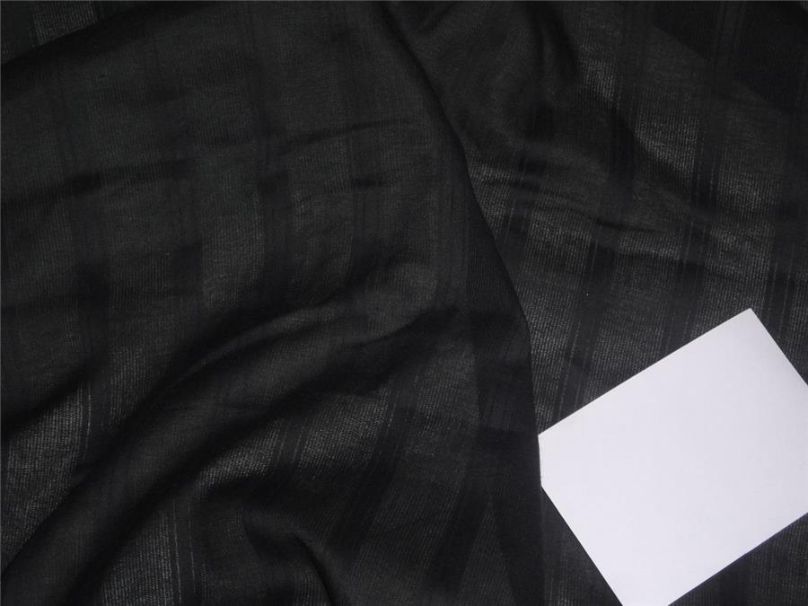 100% Cotton self stripe fabric black color 44" wide [8802]