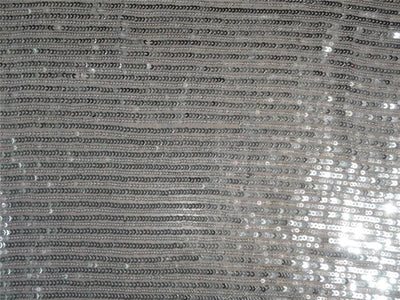 Hand embroiderd heavy Grey sequence fabric 44" wide [8808]