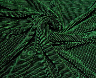 Emerald Green color crushed polyester pleated satin fabric ~ 59&quot; wide