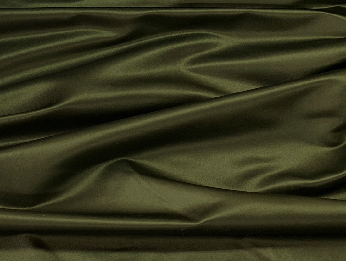Dark Olive Green viscose modal satin weave fabric ~ 44&quot; wide sold by the yard.(11)
