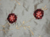 SILK DUPIONI embroidery w/ velvet flowers--Iridescent green DUP#E5