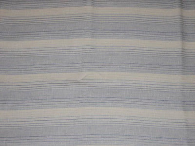 100% Chambray Linen Blue and White horizontal stripe Fabric 59" wide[987]