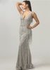 Full Sequence dusty grey Net Fabric WITH silver color SEQUENCE 58&quot; Wide FF2[7]