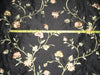 SILK DUPIONI Fabric Black color with Floral Embroidery