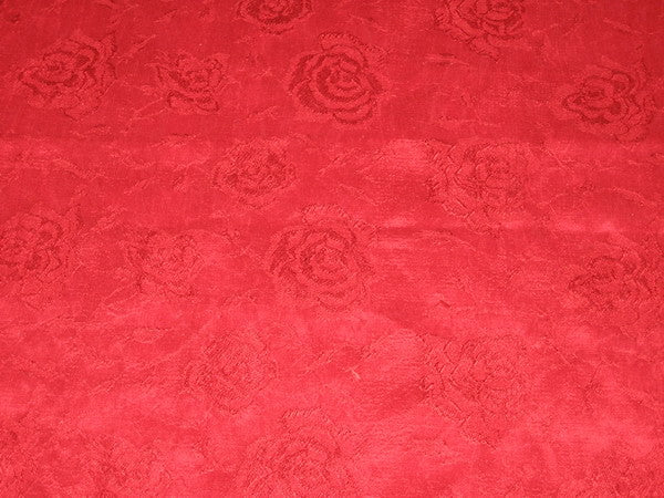 Pure SILK DUPIONI Fabric Floral Embroidery on Red