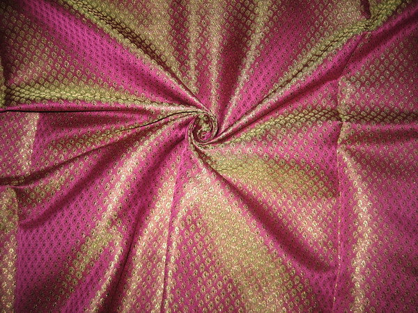 Golden Purple Silk Brocade 402 Fabric