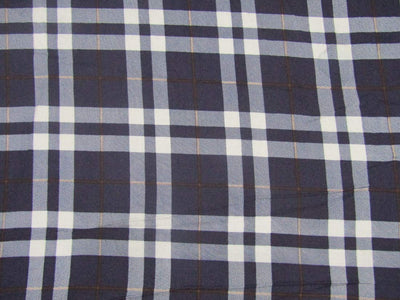 100% heavy rayon fabric navy colour plaids 58" wide [10000]