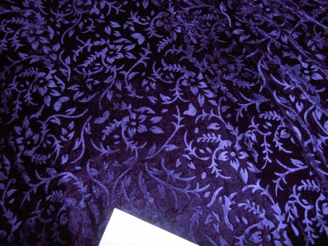 Dark Purple Devore Embossed Viscose Burnout Velvet fabric 44 wide –