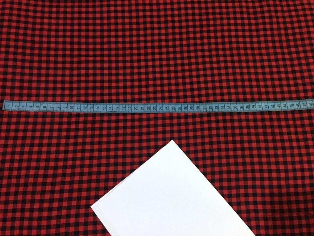 COTTON RAYON BLACK WITH RED PLAIDS 58" wide