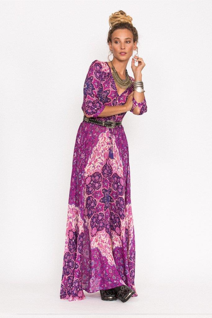 100% Silk burnout Fabric purple color 44&quot;