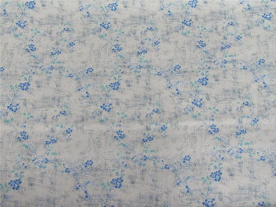 100% COTTON SATIN Ivory &blue color print 58" wide using Discharge Printing Method [8692]