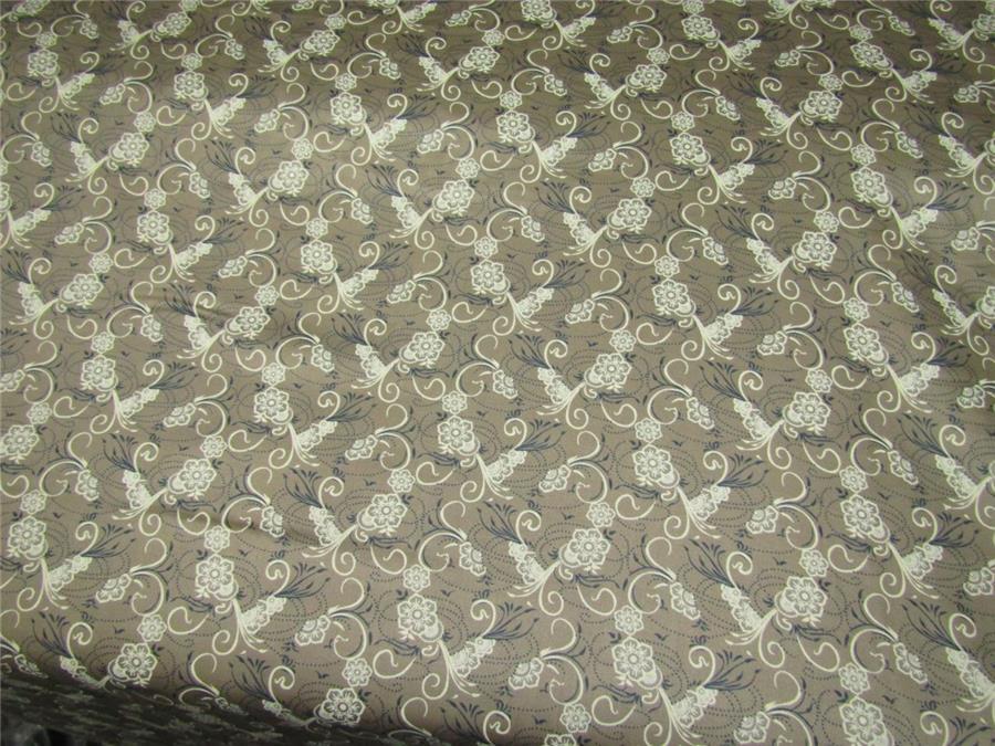 100% COTTON SATIN TAUPE floral print 58" wide using Discharge Printing Method [8694]