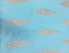 100% Cotton Printed light blue with floral golden jacquard Fabric 44" wide sold by the yard [11169]