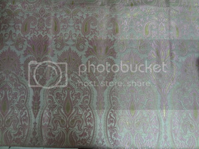 Pure Heavy Silk Brocade Fabric Ivory,Pink &amp; Metallic Gold color