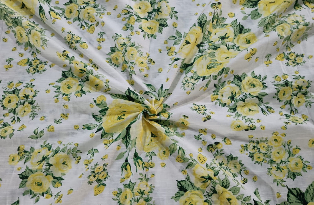 100% linen beautiful floral print fabric 58" wide [11505]
