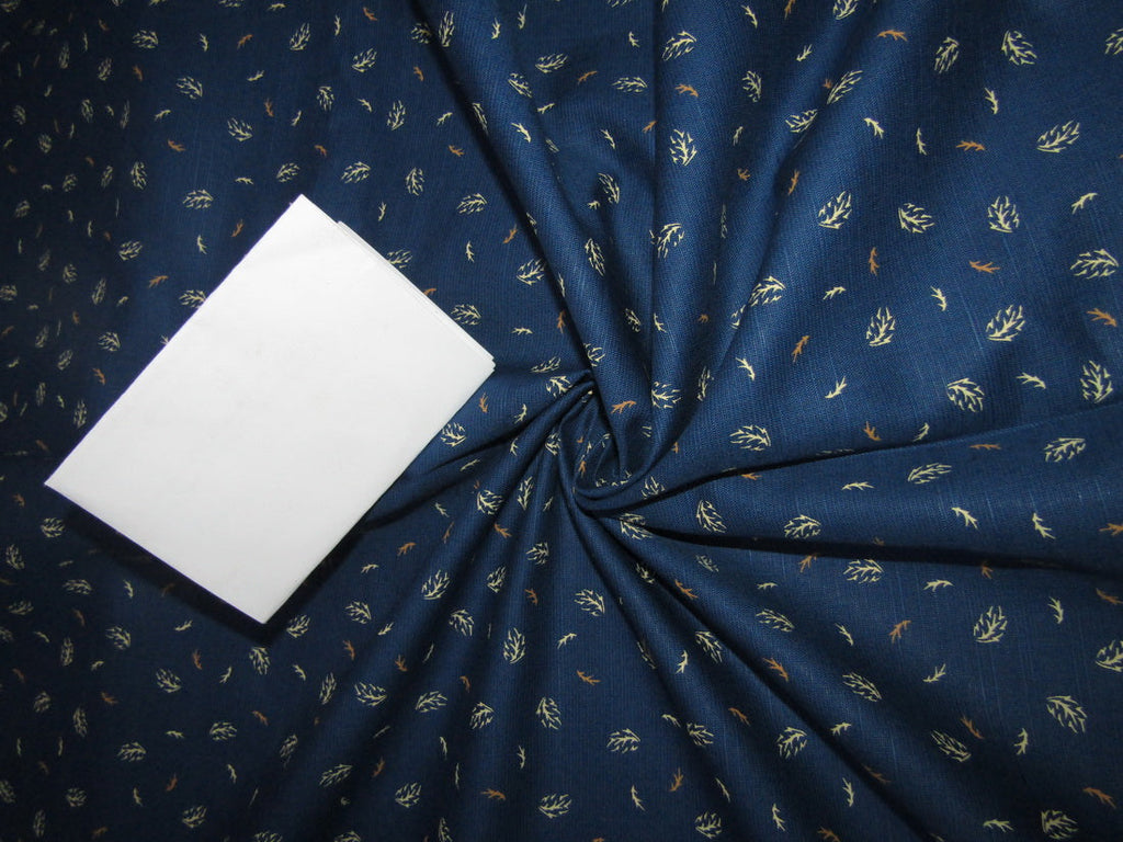 100% Linen Printed Bright Blue color Fabric 58" wide [11480]