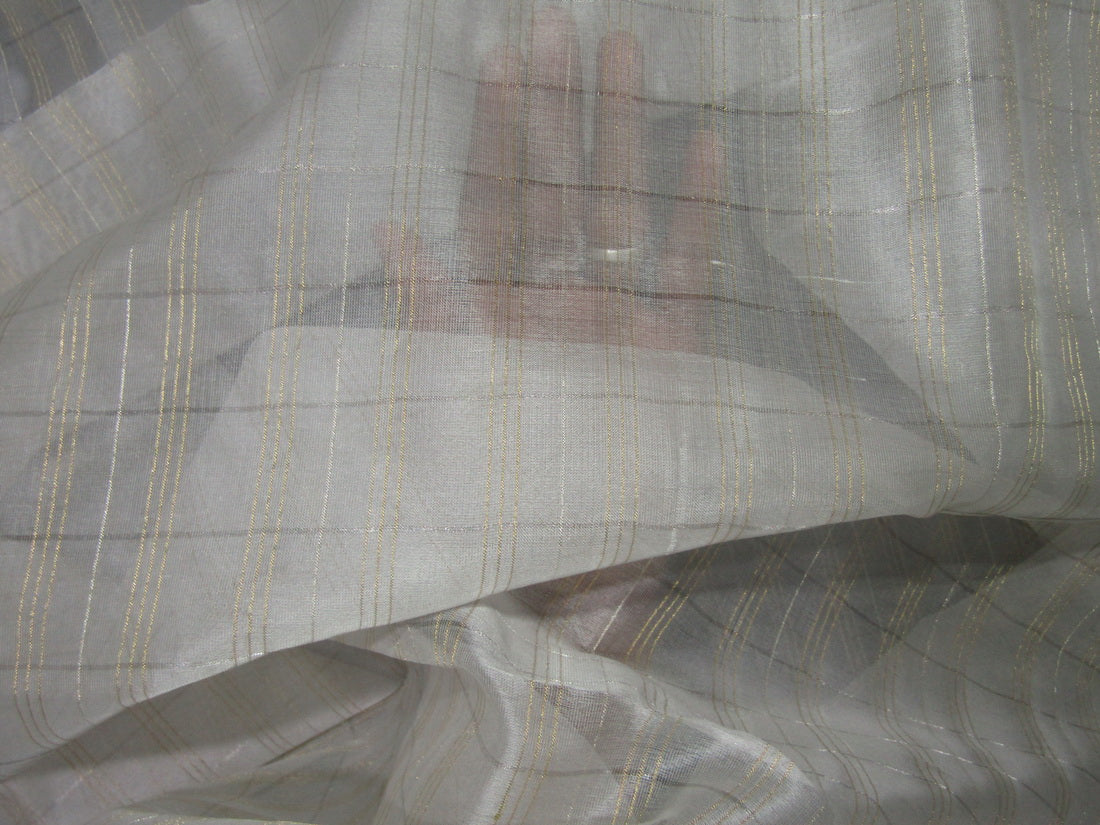 silk organza fabric metallic gold and silver plaids fabric 44&quot;