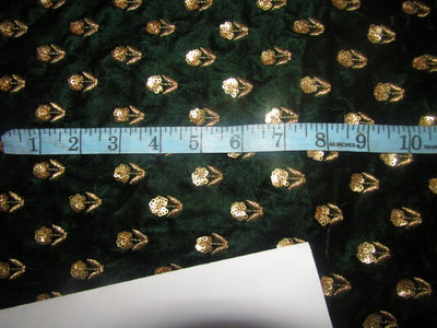Embroidered emerald green Micro Velvet Fabric 44" wide [11650]